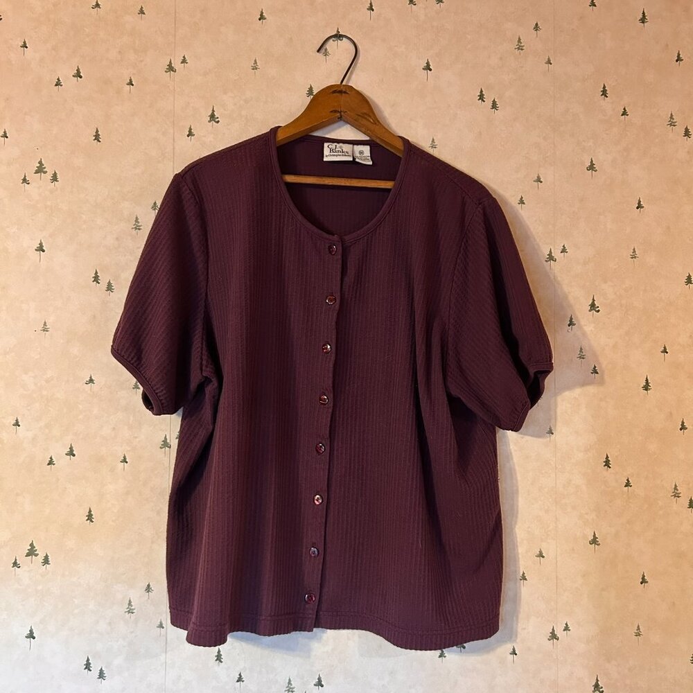 Plum Button-Front Top, Vintage Style, C.J. Banks